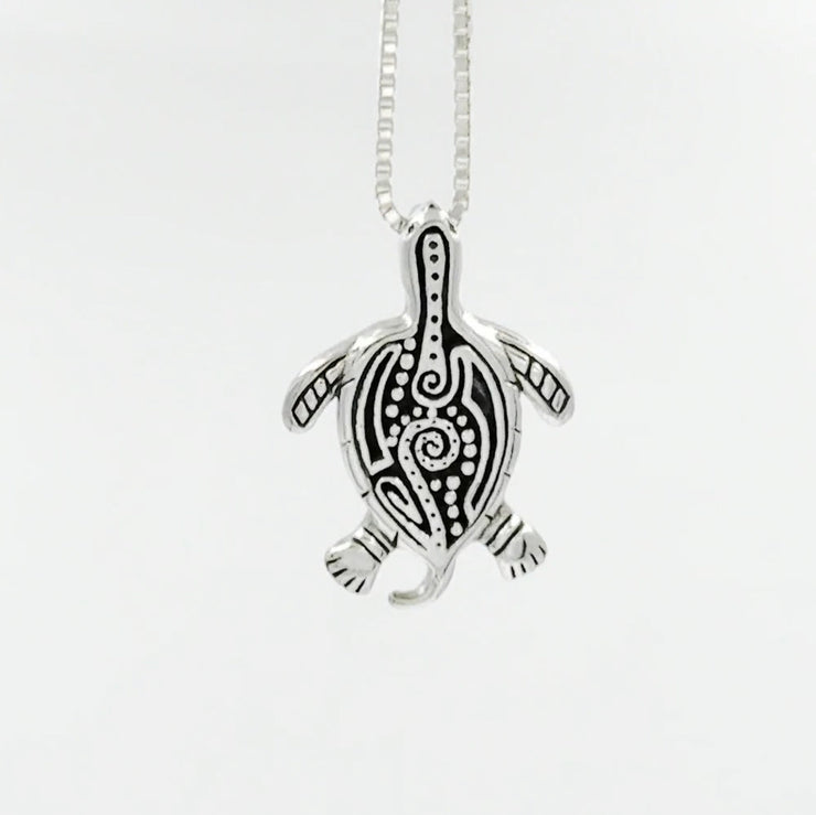 Aboriginal inspired Turtle Sterling Silver Pendant TP2326