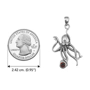 Sterling Silver Octopus Pendant with Round Gemstone by DiveSilver TP2633