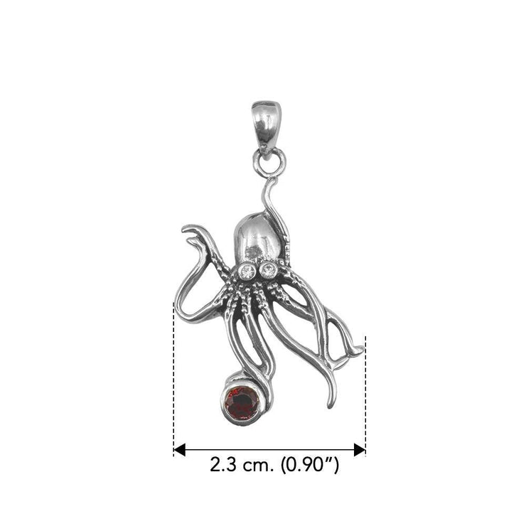 Sterling Silver Octopus Pendant with Round Gemstone by DiveSilver TP2633 - Wholesale Jewelry