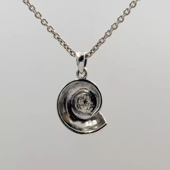 Charmed by the Rhythmic Spiral Sterling Silver Nautilus Pendant Jewelry TP3106