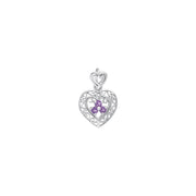 Filigree Heart Sterling Silver Pendant with Gemstone TP315