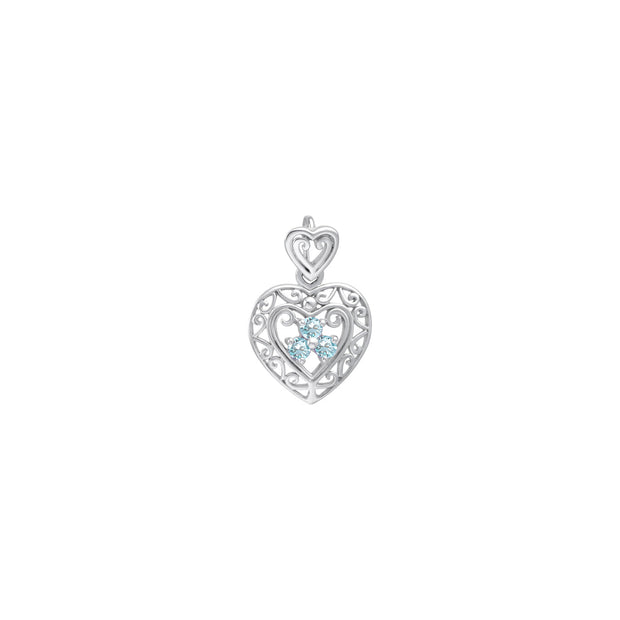 Filigree Heart Sterling Silver Pendant with Gemstone TP315