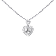 Filigree Heart Sterling Silver Pendant with Gemstone TP315