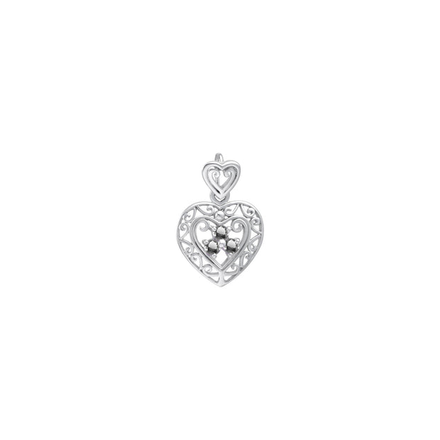 Filigree Heart Sterling Silver Pendant with Gemstone TP315