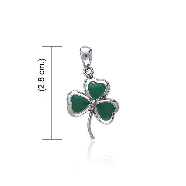 Shamrock Sterling Silver Pendant with Green Enamel TP3259