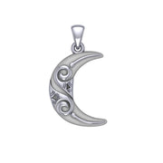 Crescent Moon Spiral Sterling Silver Pendant by Courtney Davis TP3411