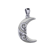 Crescent Moon Spiral Sterling Silver Pendant by Courtney Davis TP3411