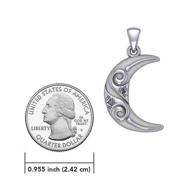 Crescent Moon Spiral Sterling Silver Pendant by Courtney Davis TP3411