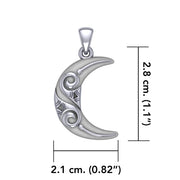 Spiral Crescent Moon Sterling Silver Pendant by Courtney Davis TP3411