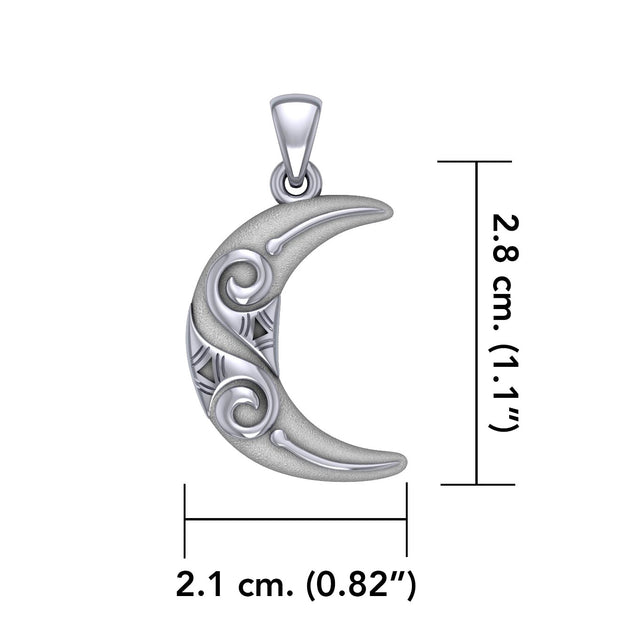 Crescent Moon Spiral Sterling Silver Pendant by Courtney Davis TP3411