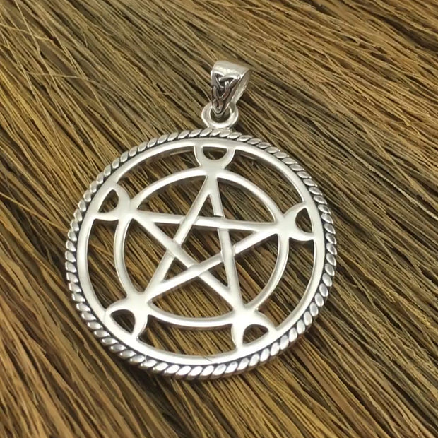 Round The Star with Crescent Moon Silver Pendant TP471