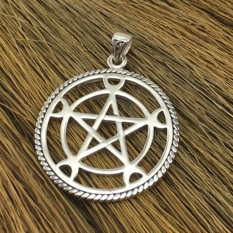 Round The Star with Crescent Moon Silver Pendant TP471