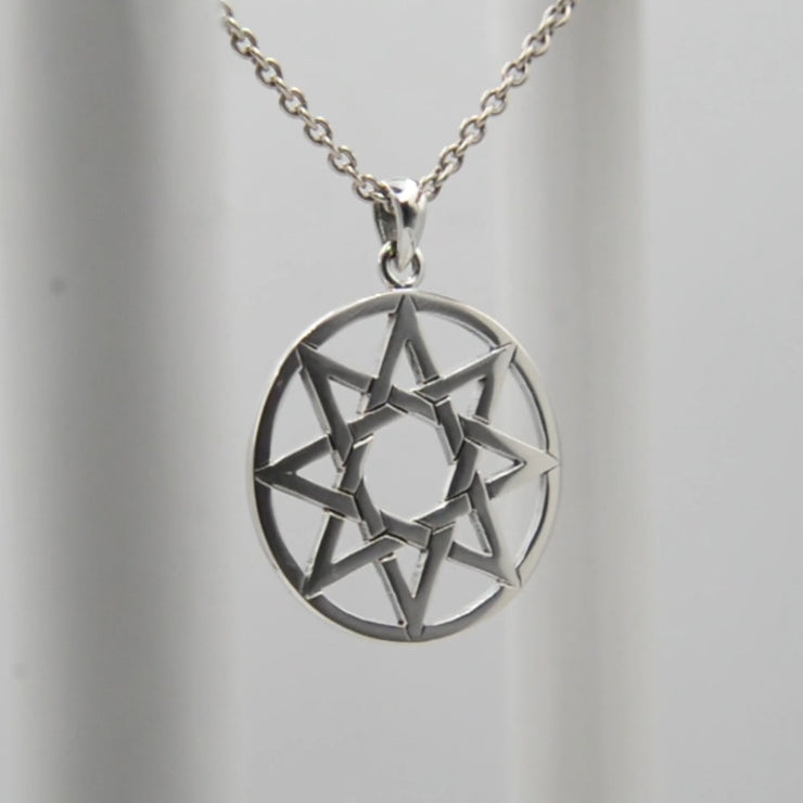 Eight Pointed Star Sterling Silver Pendant TP472