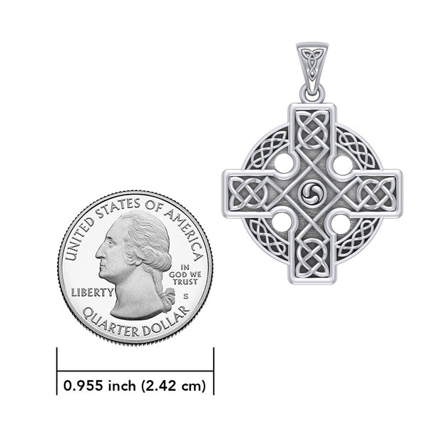 Manifest the traditional faith ~ Sterling Silver Celtic Cross Triquetra Pendant Jewelry TP477