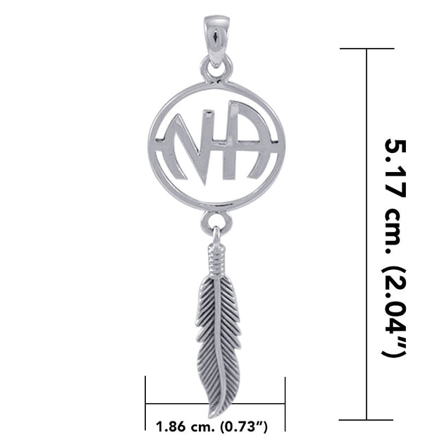 NA Symbol with Dangling Feather Silver Pendant TP608