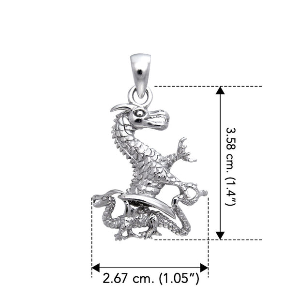 Double Dragon Sterling Silver Pendant TP904