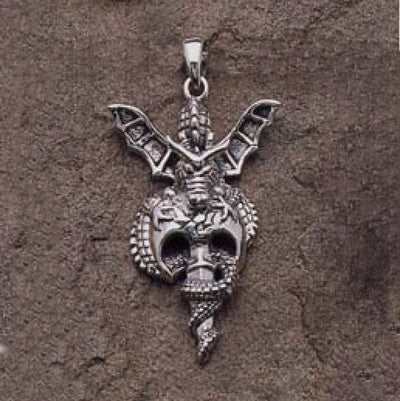 Dragon and Sword Sterling Silver Pendant TP908