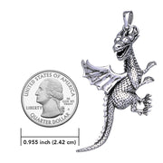 Large Flying Dragon Sterling Silver Pendant TP984