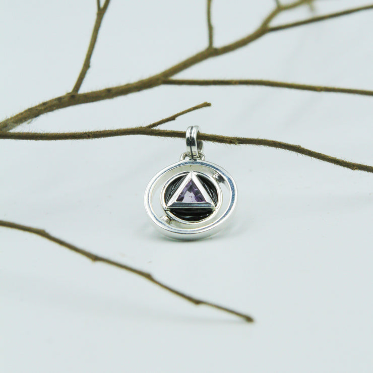 Double Circle AA Symbol Silver Pendant TPD305