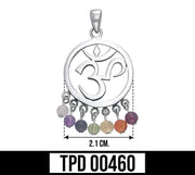 Om Symbol Sterling Silver Pendant with Chakra Beads TPD460