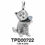 Standing Kitty Silver Pendant TPD722 - Wholesale Jewelry