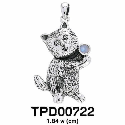 Standing Kitty Silver Pendant TPD722