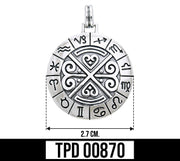 Zodiac Symbol Wheel Sterling Silver Pendant TPD870