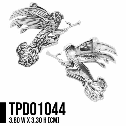 Mickie Mueller Besom Fairy Silver Pendant TPD1044