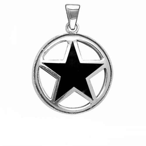 Pentacle Sterling Silver Pendant With Inlay Stone TPD3573