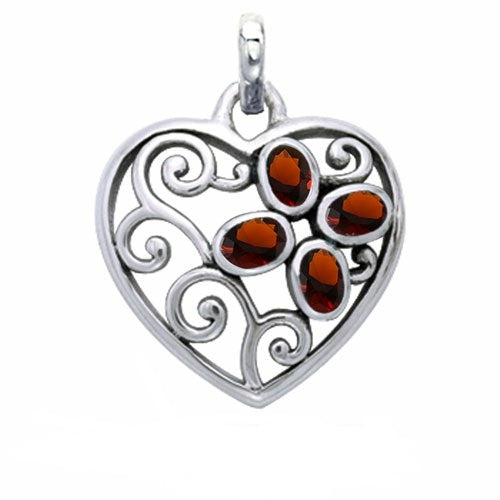 Flower in Heart Shape Sterling Silver Pendant TPD3686