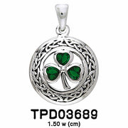 Sweet luck and happiness ~ Shamrock Sterling Silver Pendant TPD3689