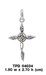 Cross Sterling Silver Pendant With Genuine Peridot TPD4634