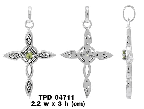 Cross Sterling Silver Pendant With Genuine Peridot TPD4711