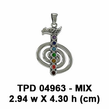 The Reiki Cho Ku Rei with Dragon Head Sterling Silver Pendant with Chakra TPD4963