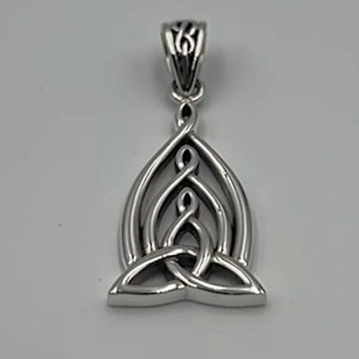 Celtic Father-Mother-Child "Family A Born For Eternity "Triquetra or Trinity Knot Silver Pendant TPD5781
