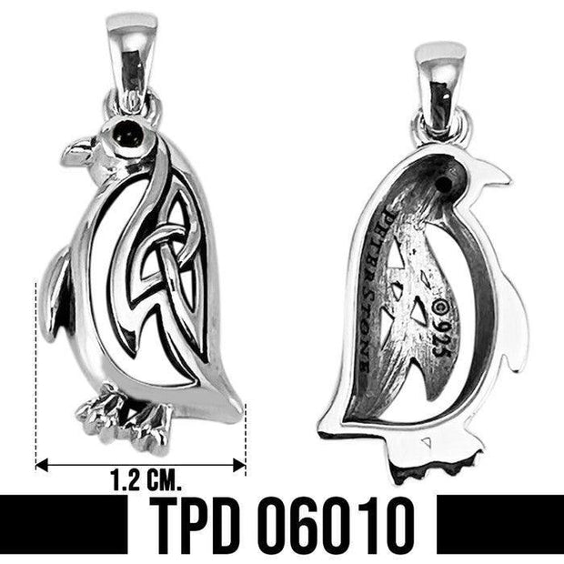 Celtic Spirit of The Antarctic Penguin Silver Pendant with Gem TPD6010 - Wholesale Jewelry