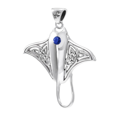 Grant the positive energy ~ Sterling Silver Manta Ray Pendant Jewelry with Gemstone TPD072
