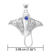 Grant the positive energy ~ Sterling Silver Manta Ray Pendant Jewelry with Gemstone TPD072