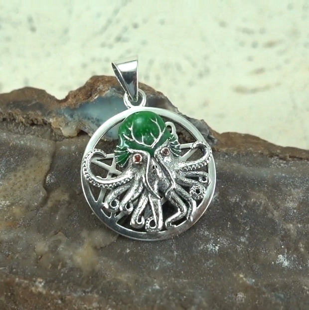 Mythic Images Cthulhu Sterling Silver Pendant with Enamel by Oberon Zell TPD1707