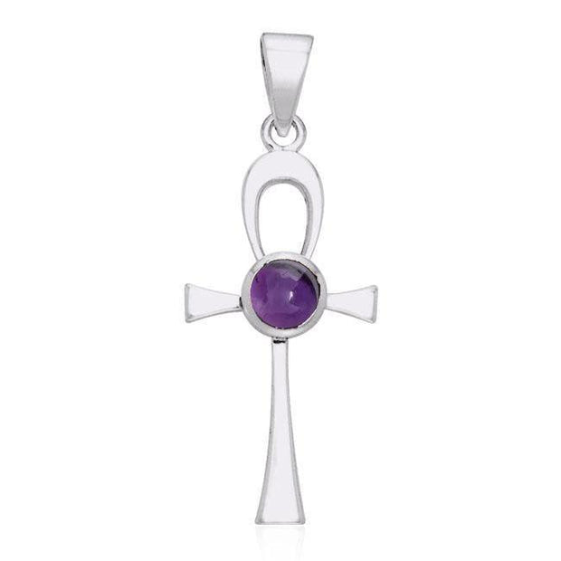 Ankh Silver Gemstone Pendant TPD1718 - Wholesale Jewelry