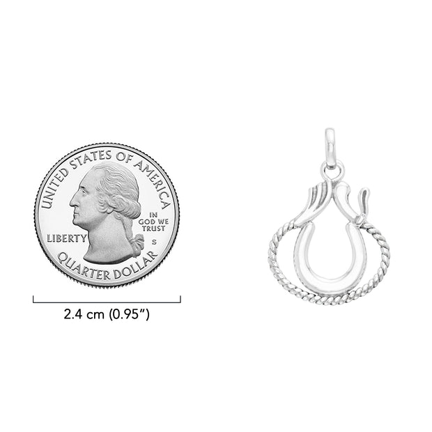 Western Lucky Horseshoe with Spur and Rope Sterling Silver Pendant TPD2246