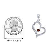 Elegant Heart Sterling Silver Pendant with Genius Garnet and CZ TPD2962