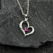 Elegant Heart Sterling Silver Pendant with Gemstone TPD2962