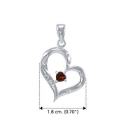 Elegant Heart Sterling Silver Pendant with Gemstone TPD2962