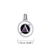 Double Circle Revolving AA Symbol Silver Pendant with Gem TPD305 - Wholesale Jewelry