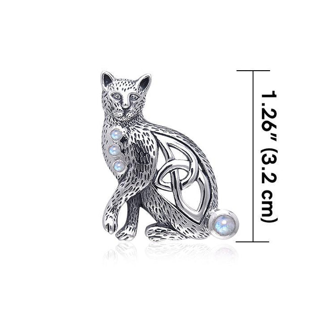 Celtic Cat Sterling Silver Pendant with Gemstone TPD332