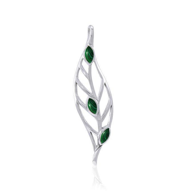 Leaf Sterling Silver Pendant with Gemstones TPD3339