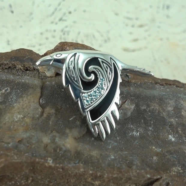 The Mythical Return of the Celtic Raven Sterling Silver Pendant TPD3381