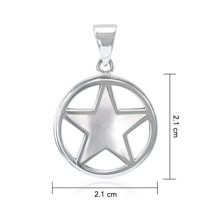 Pentacle Sterling Silver Pendant With Inlay Stone TPD3573