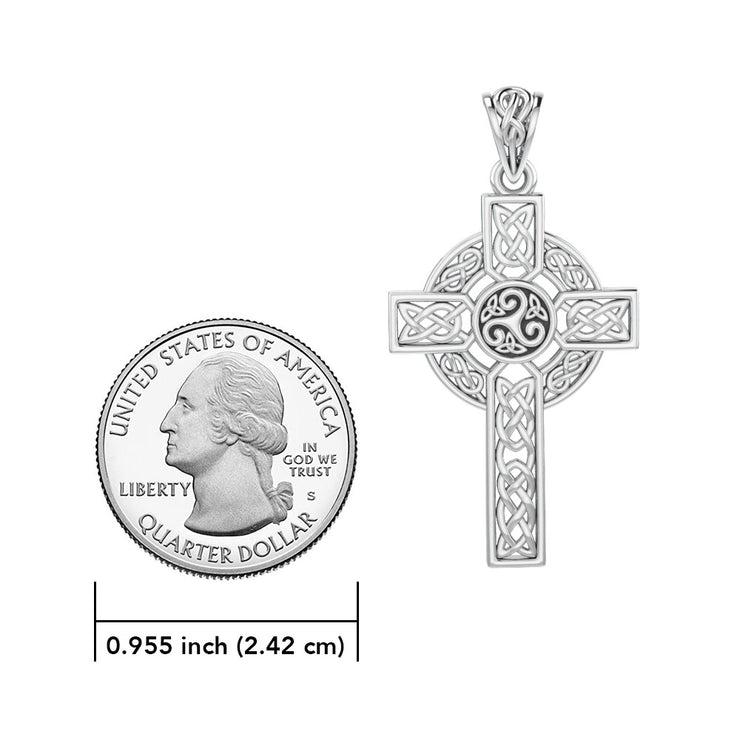 Celtic Cross Sterling Silver Pendant by Peter Stone Jewelry TPD3969